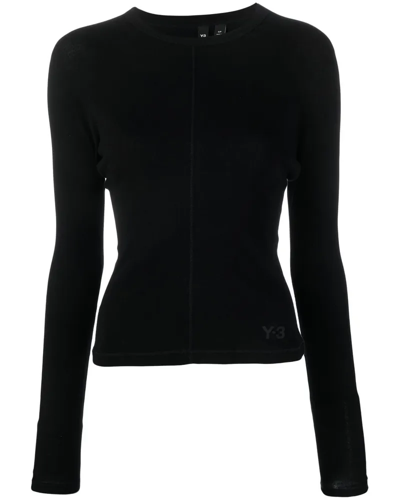 Y-3 Langarmshirt mit Logo-Print - Schwarz Schwarz