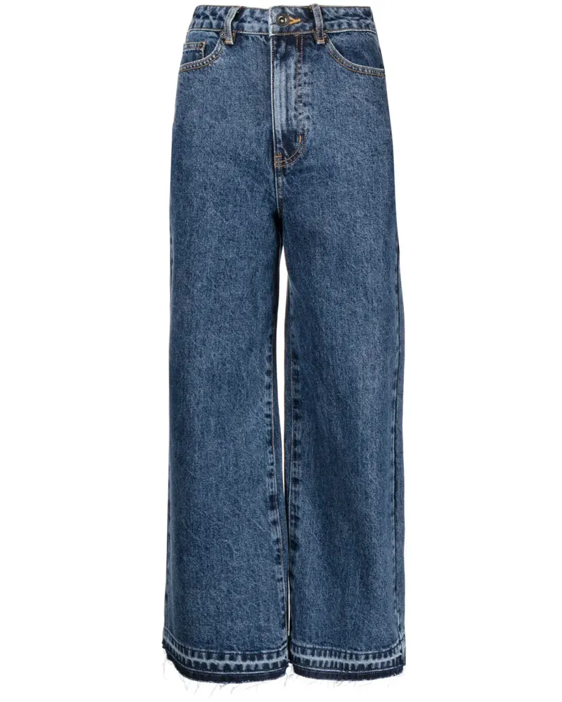 Self-Portrait Weite High-Waist-Jeans - Blau Blau