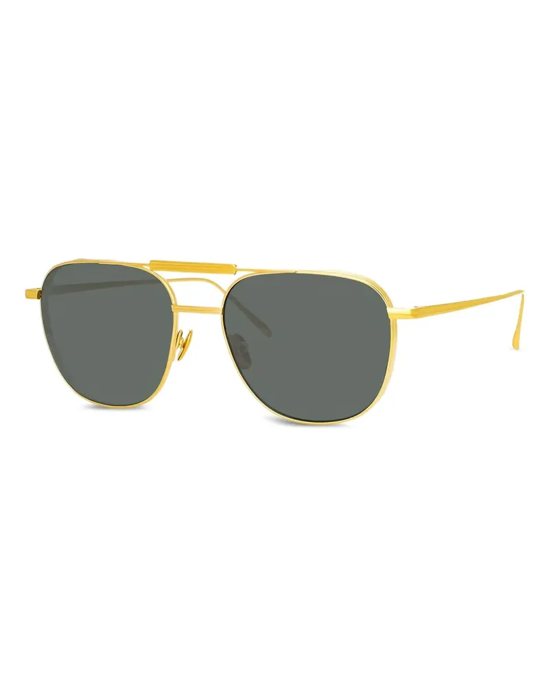 Linda Farrow Sonnenbrille mit rundem Gestell - Gold Gold