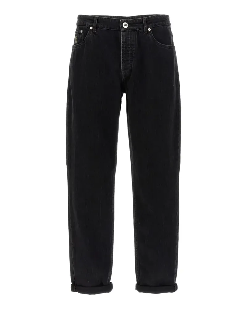 Brunello Cucinelli Jeans mit Logo-Patch - Schwarz Schwarz
