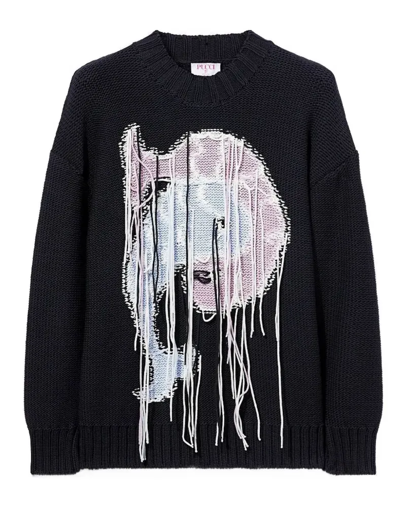 Emilio Pucci front-graphic fringe-detail sweater - Schwarz Schwarz