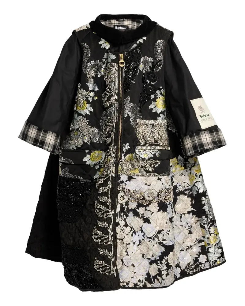 Erdem x Barbour patchwork jacquard coat - Schwarz Schwarz