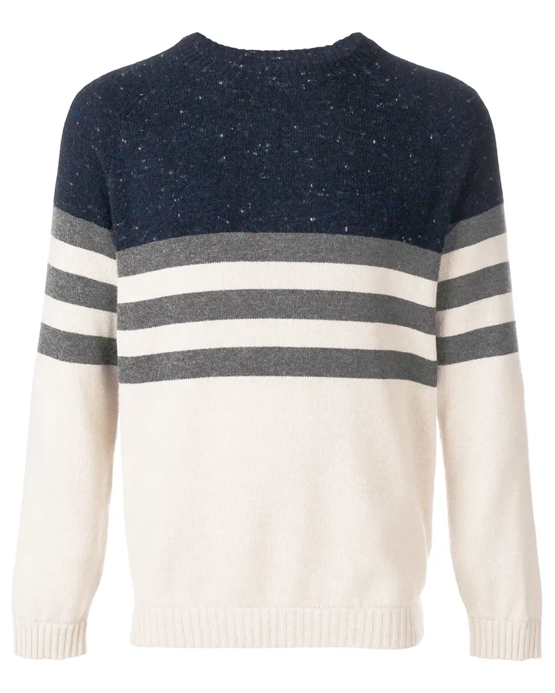 Brunello Cucinelli Gestreifter Pullover mit meliertem Einsatz - Nude Nude