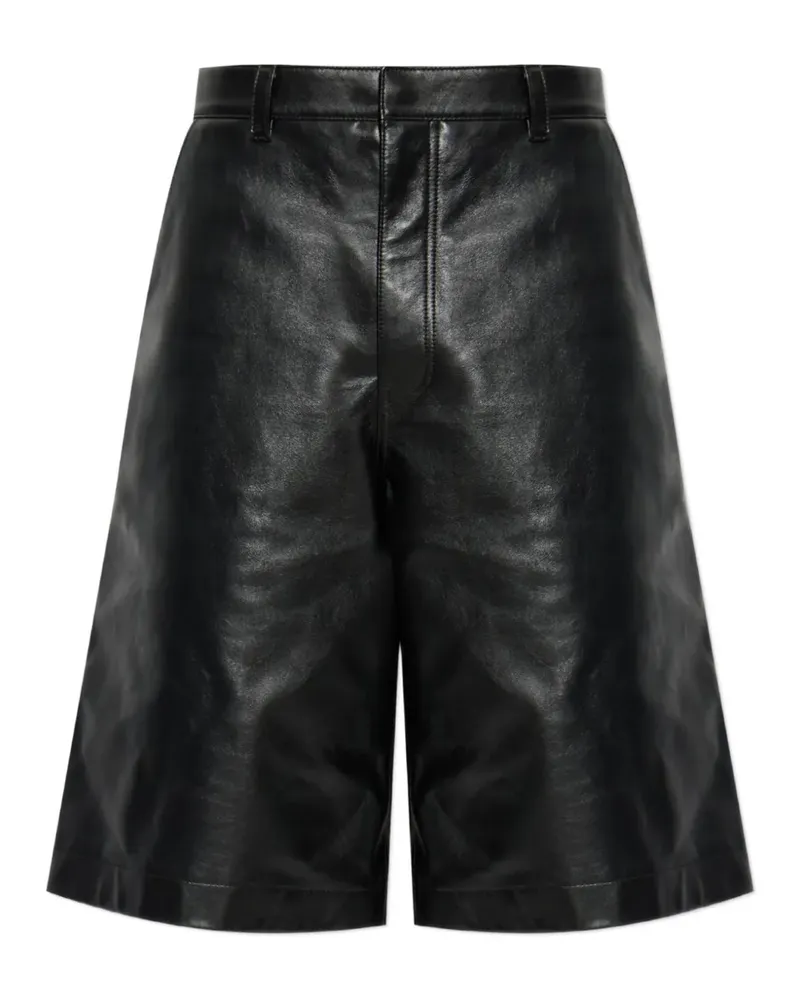 Balenciaga Shorts aus Leder mit Logo-Patch - Schwarz Schwarz