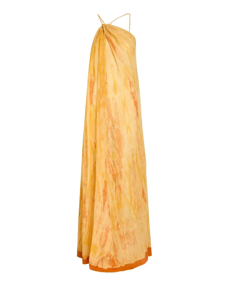 Delos Amaya abstract-print gathered maxi dress - Nude Nude