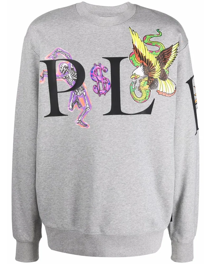 Philipp Plein Sweatshirt mit grafischem Print - Grau Grau