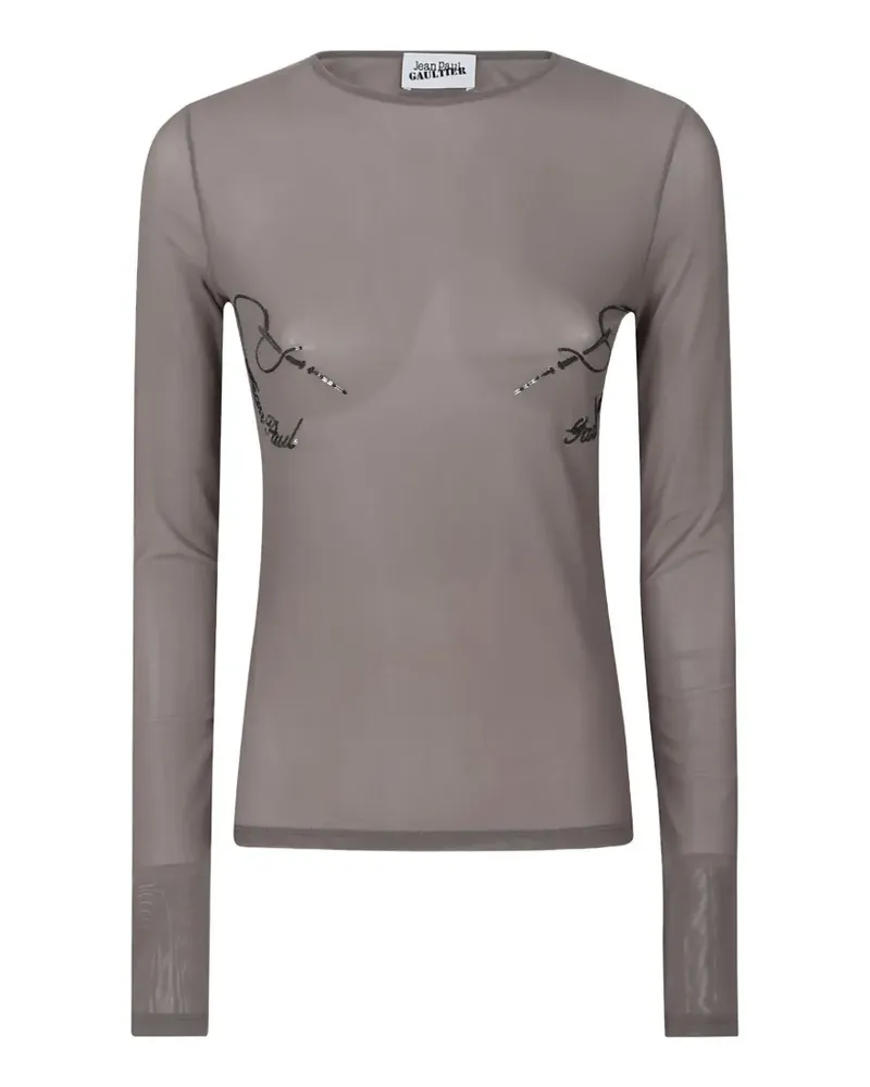 Jean Paul Gaultier sequin-embellishment T-shirt - Grau Grau