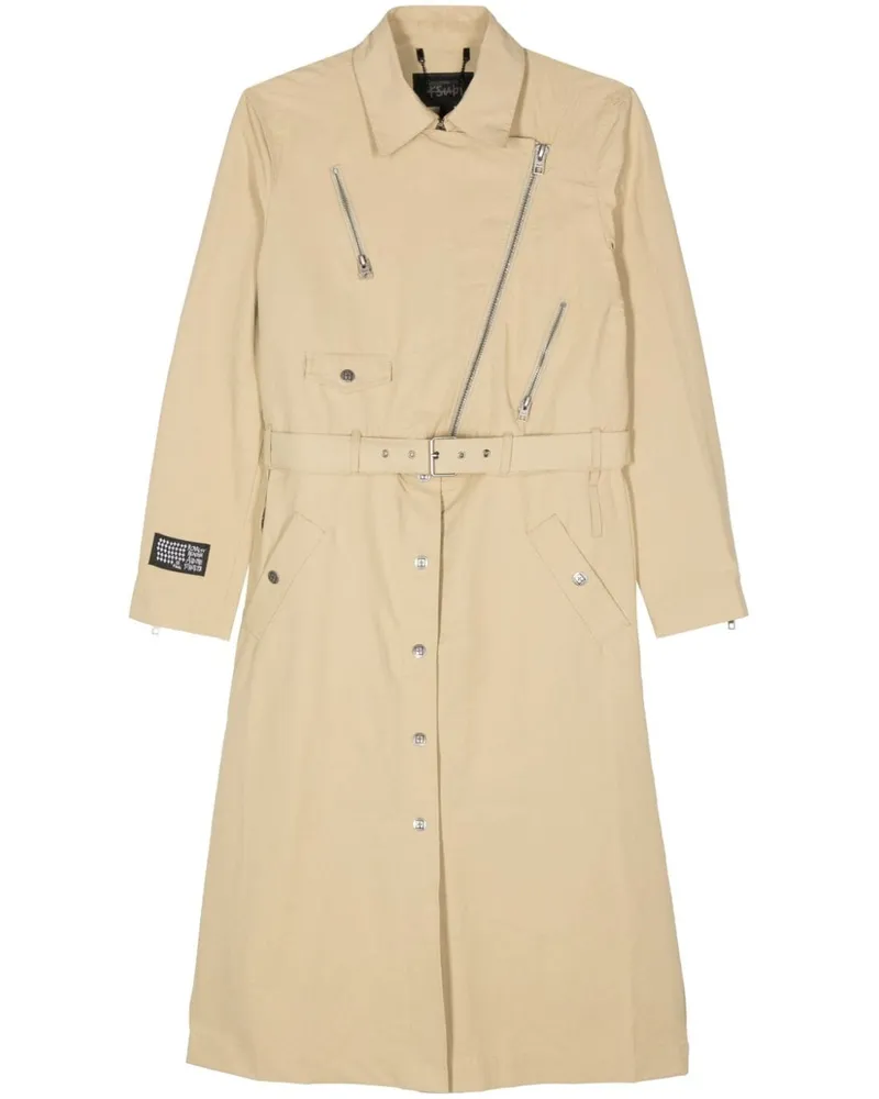 ksubi Incognito Biker Twill-Trenchcoat Nude