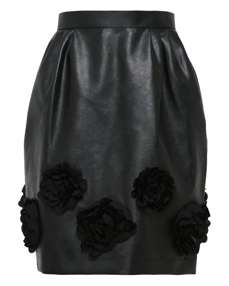 Comme des Garçons Midirock mit Rosenverzierung - Schwarz Schwarz
