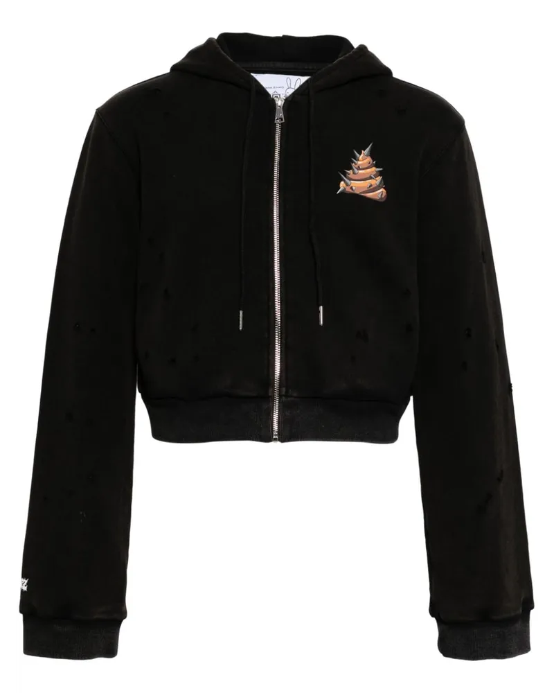 Natasha Zinko Cropped-Kapuzenjacke mit Slogan-Print - Schwarz Schwarz
