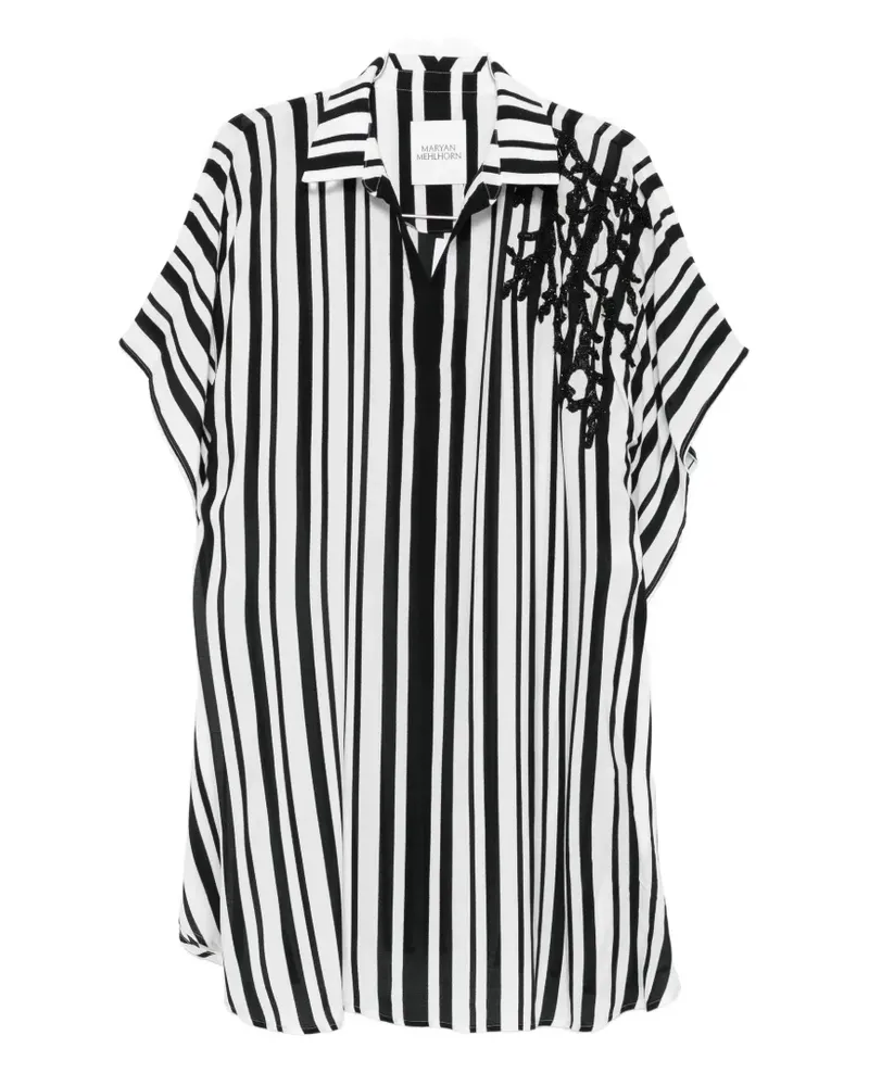 Maryan Mehlhorn striped embroidered top - Weiß Weiß