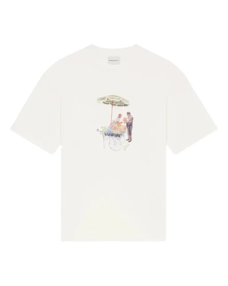 Drôle de Monsieur Fleuriste T-Shirt mit Print - Weiß Weiß
