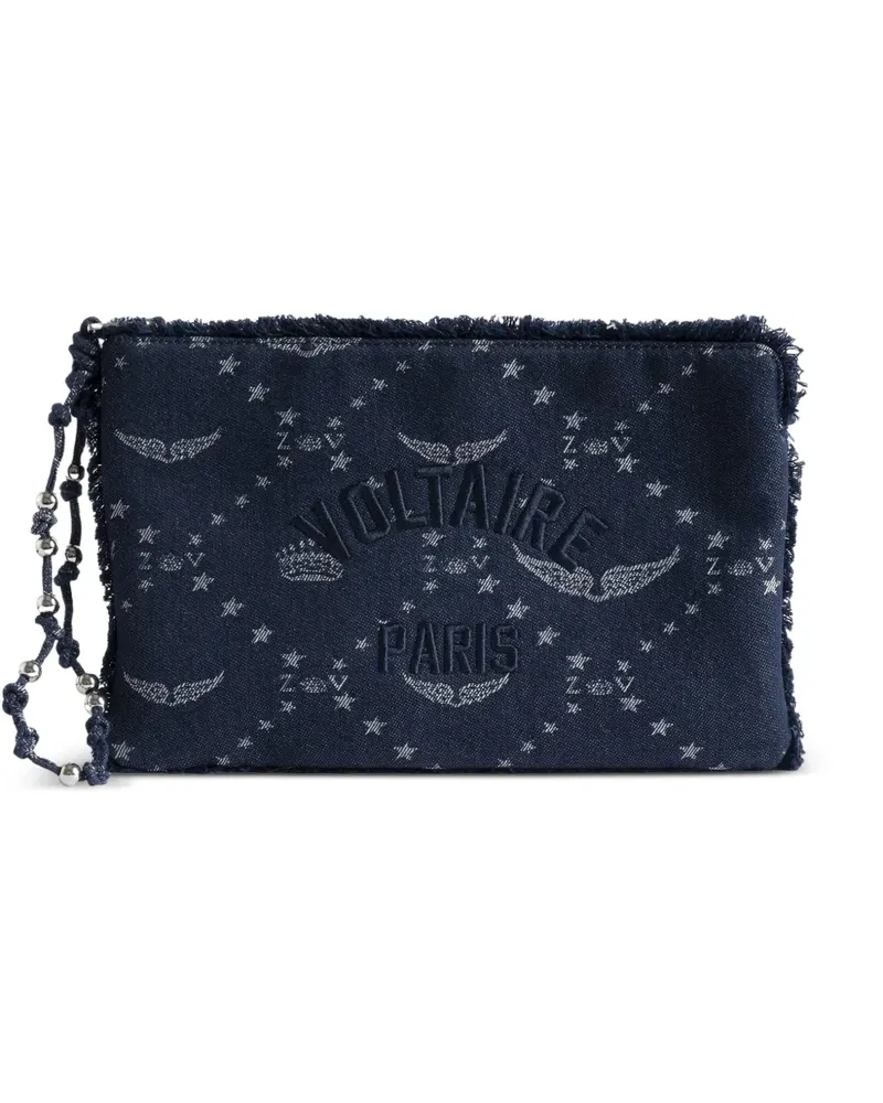 Zadig & Voltaire Angel monogram frayed pouch bag - Blau Blau