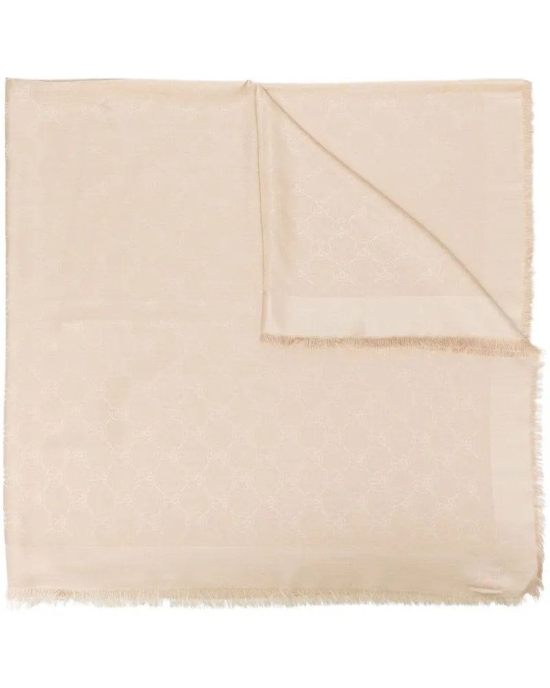 Moschino Fransenschal mit Monogrammmuster - Nude Nude