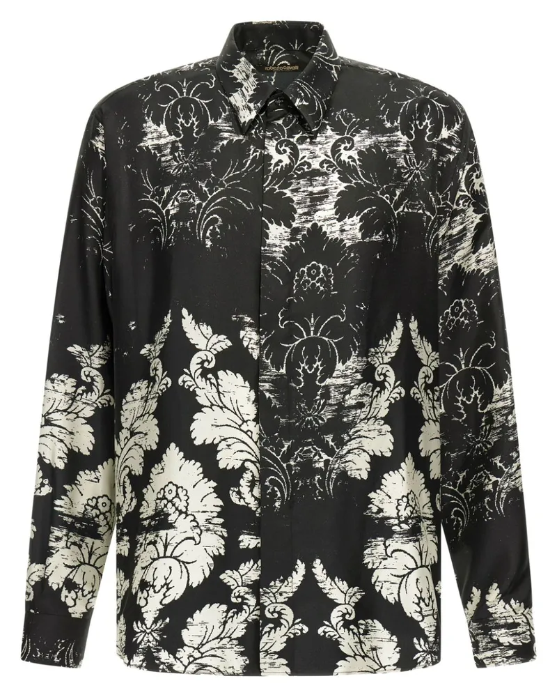 Roberto Cavalli Hemd mit Broccato-Print - Schwarz Schwarz