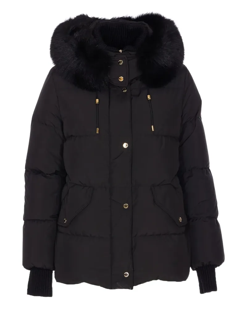 MOORER Gefütterte Jacke mit Pelzbesatz - Schwarz Schwarz