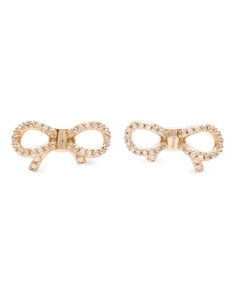 Ferragamo crystal-embellished Vara bow earrings - Gold Gold