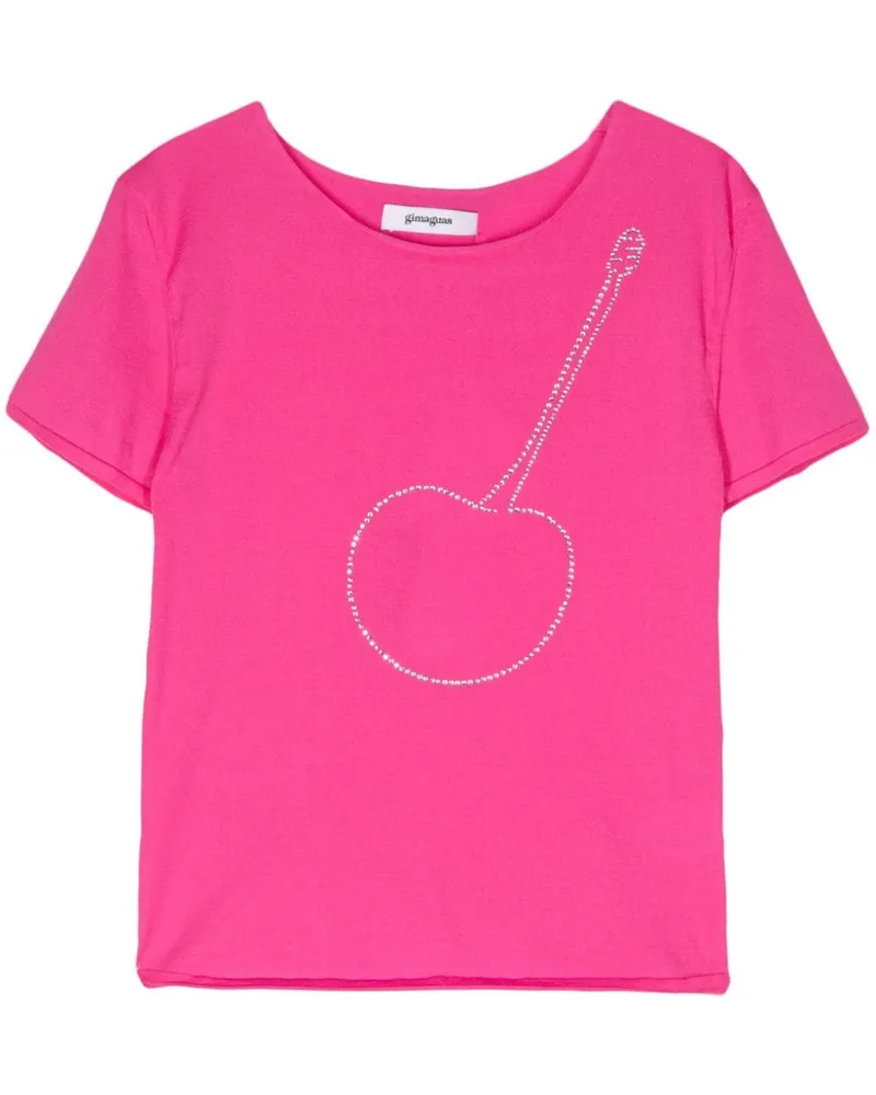 GIMAGUAS T-Shirt mit Kirschen aus Strass Rosa