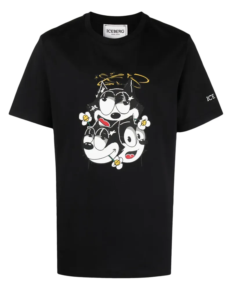 Iceberg T-Shirt mit Illustrations-Print - Schwarz Schwarz