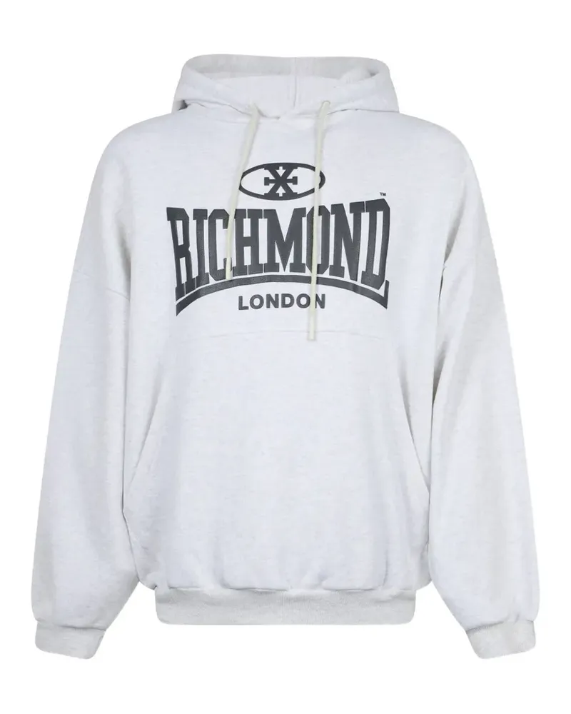 John Richmond Melierter Hoodie mit Logo-Print - Grau Grau