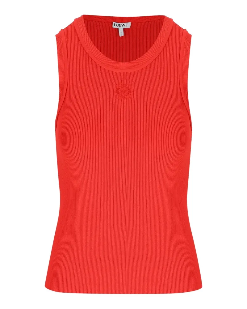 Loewe logo-embroidered ribbed tank top - Rot Rot