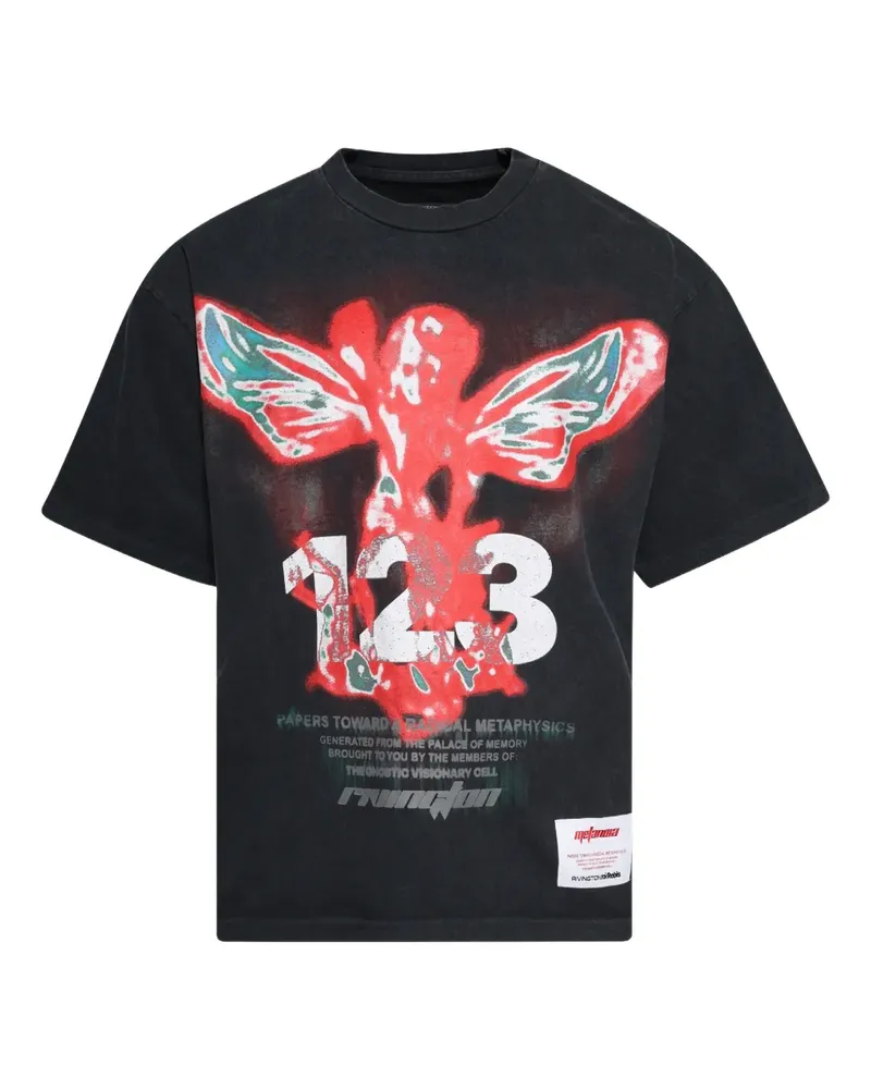 RRR123 T-Shirt mit grafischem Print - Schwarz Schwarz