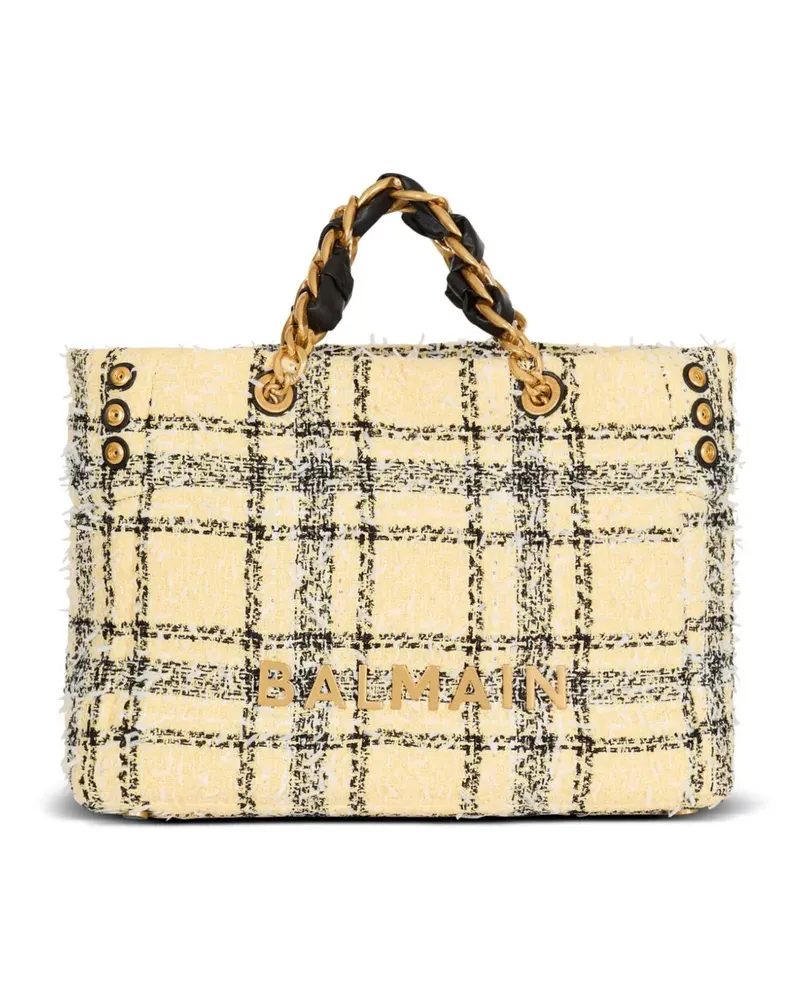 Balmain 1945 karierter Tote Bag - Gelb Gelb