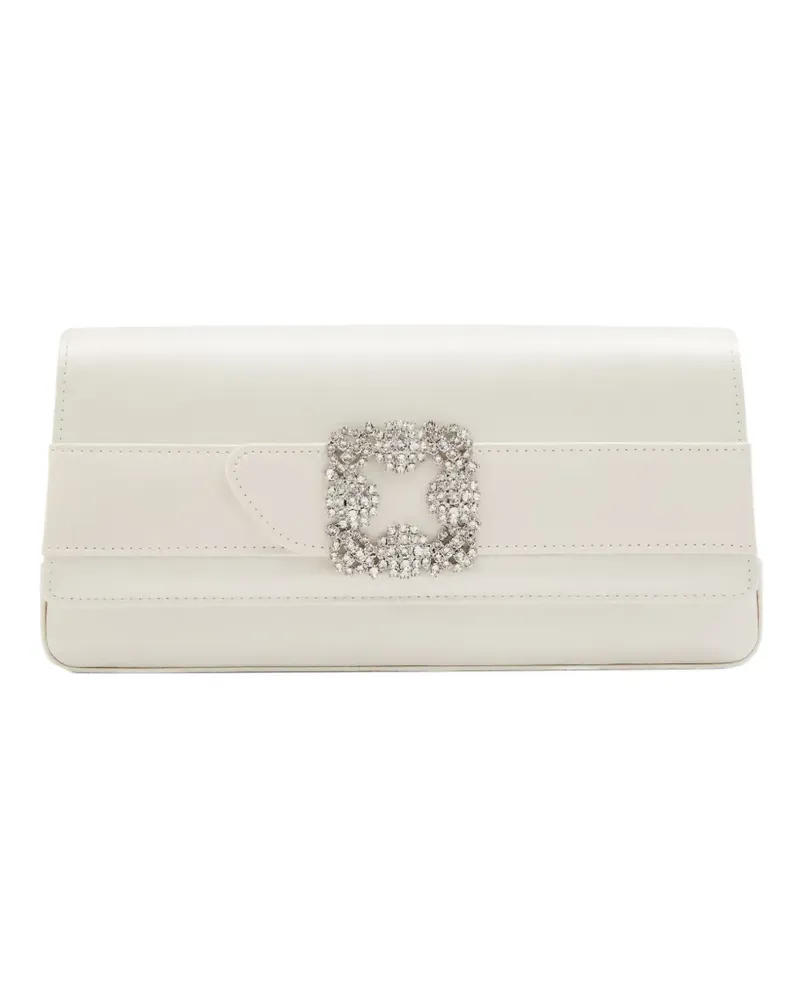 Manolo Blahnik crystal-embellished clutch - Weiß Weiß