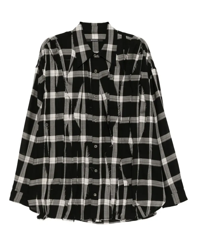 SONGZIO Kariertes Hemd - Schwarz Schwarz