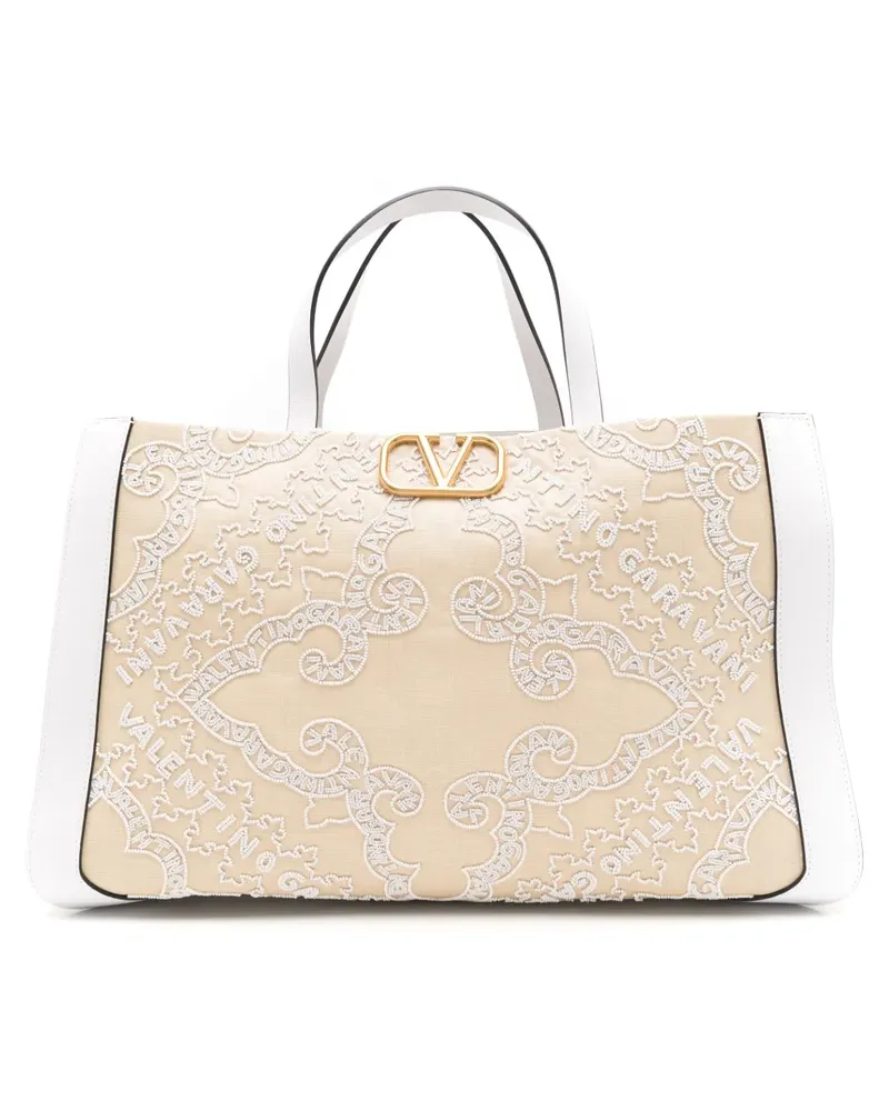 Valentino Garavani Shopper mit Logo-Stickerei - Nude Nude