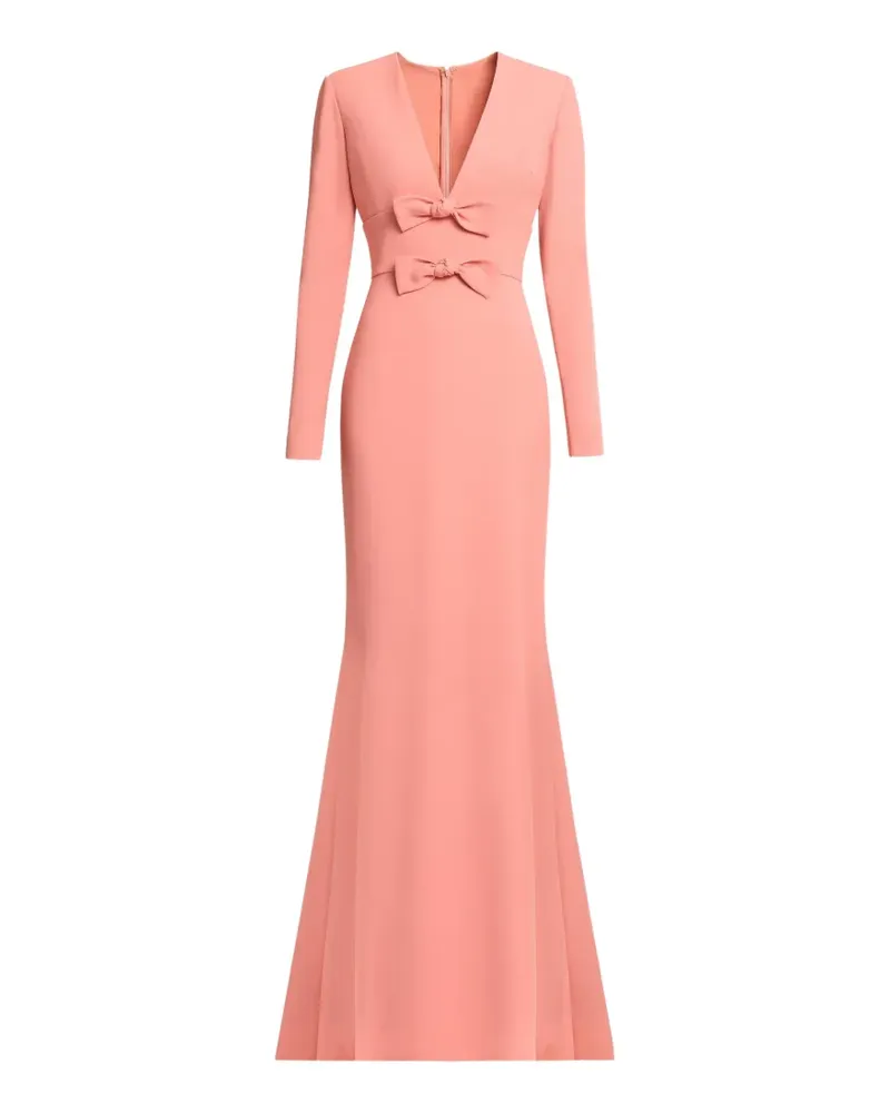 Elie Saab V-Ausschnitt-Maxikleid mit Schleife - Rosa Rosa