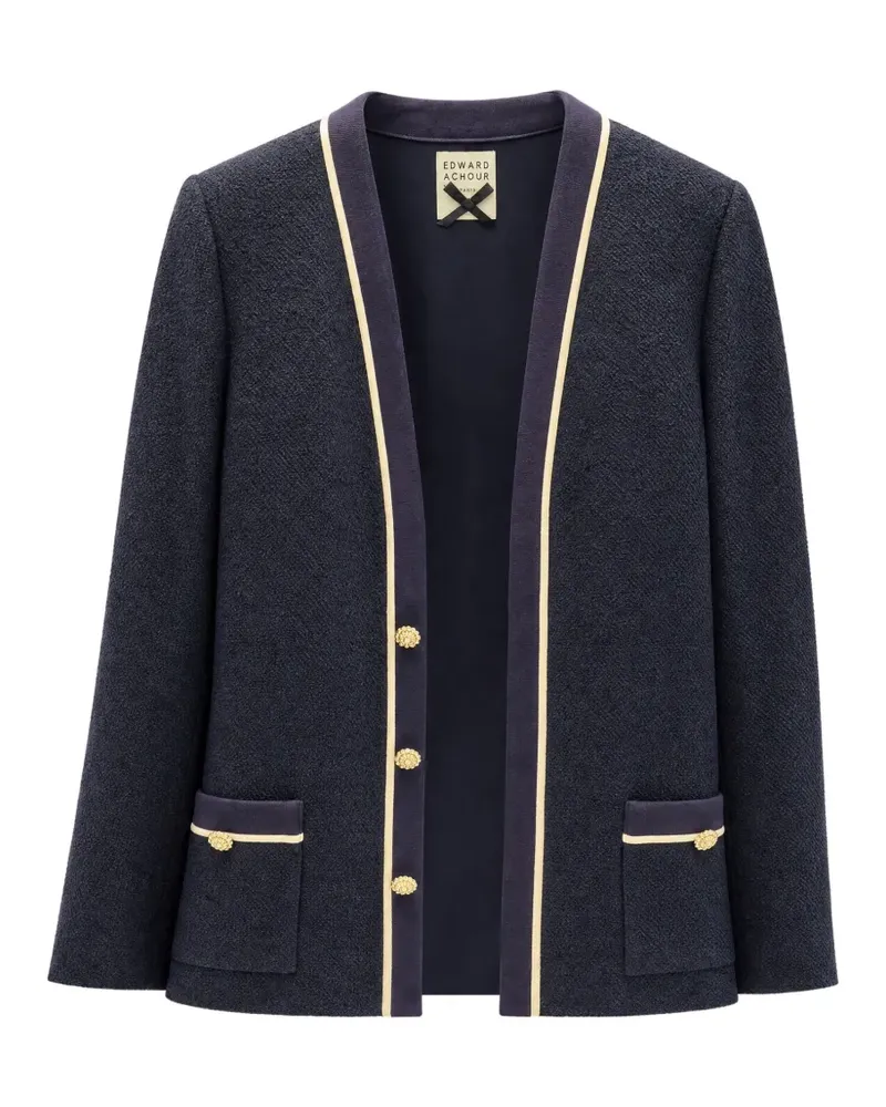 Edward Achour Tweed-Jacke mit Kontrastdetails - Blau Blau