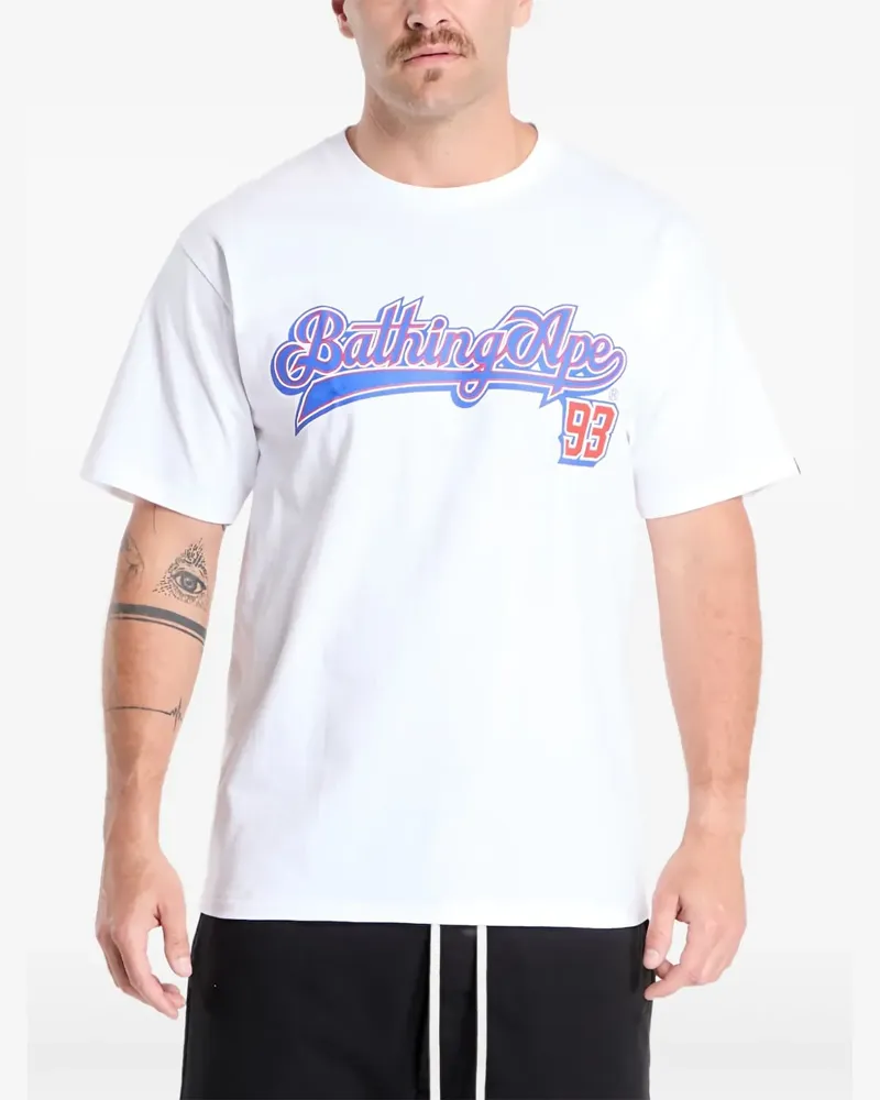 BAPE T-Shirt mit Baseball-Logo-Print - Weiß Weiß