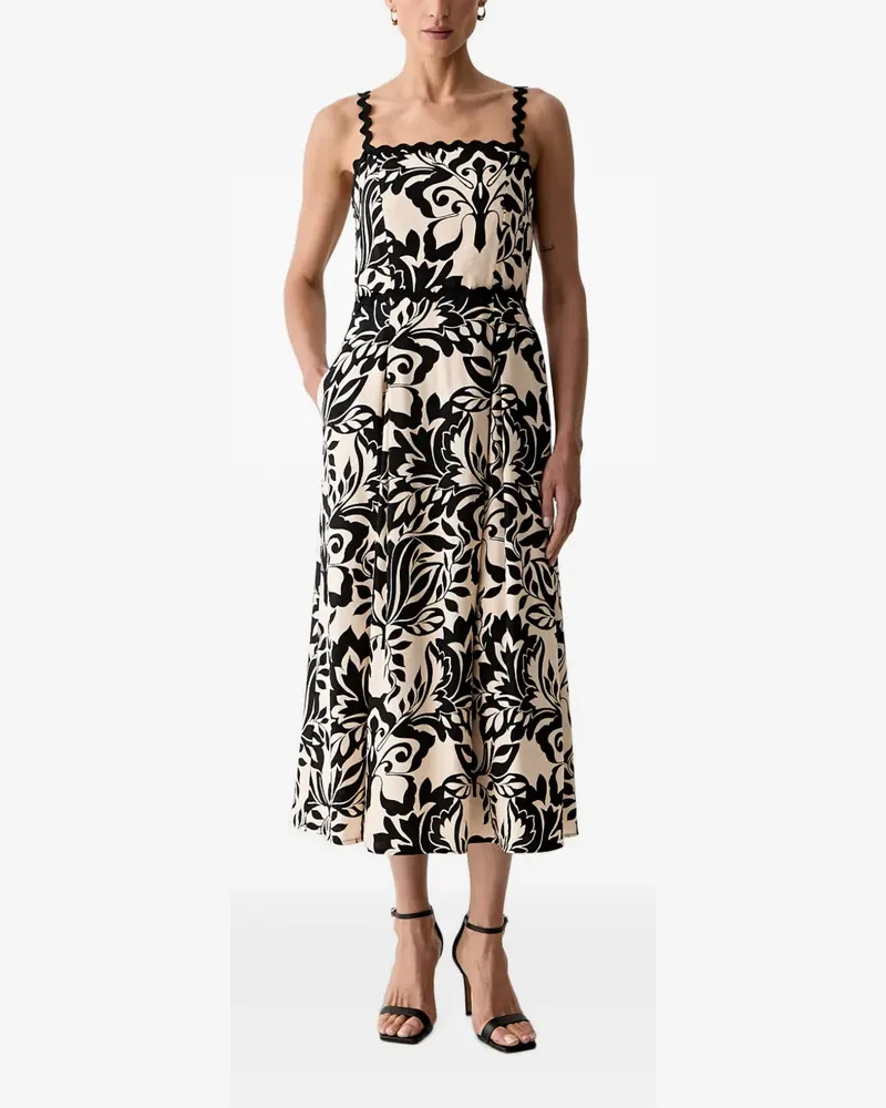 Morgan baroque-print midi dress - Schwarz Schwarz