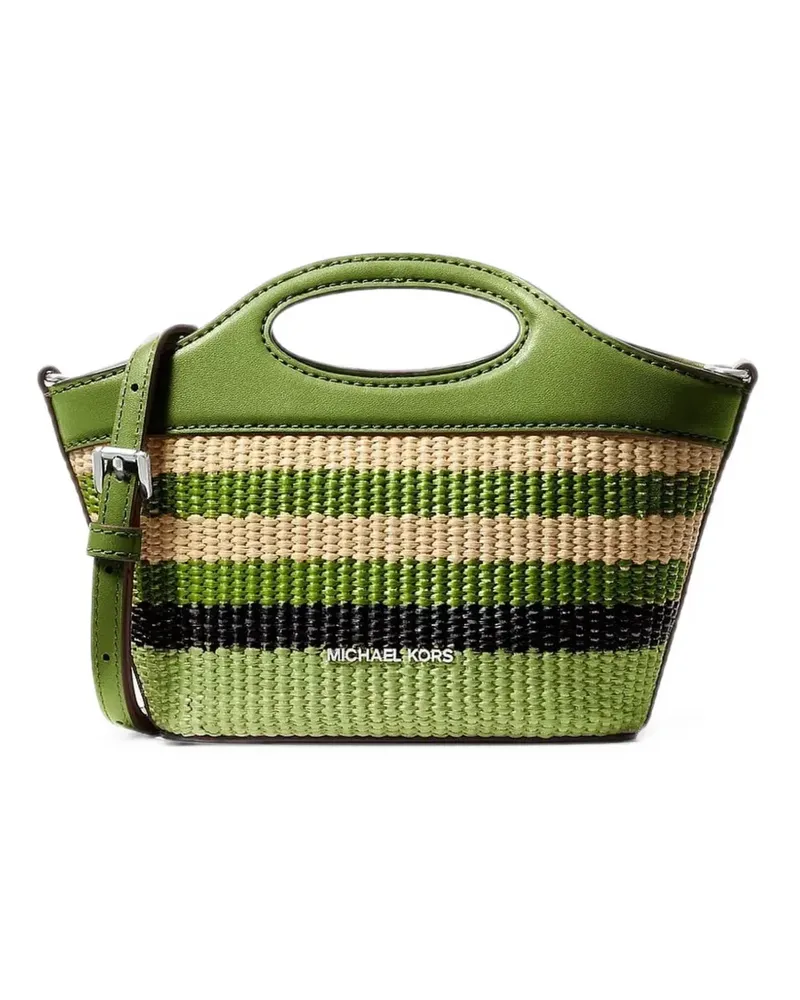 Michael Kors Tatum small striped woven crossbody bag - Grün Grün