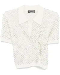 David Koma Poloshirt mit Strass Weiß