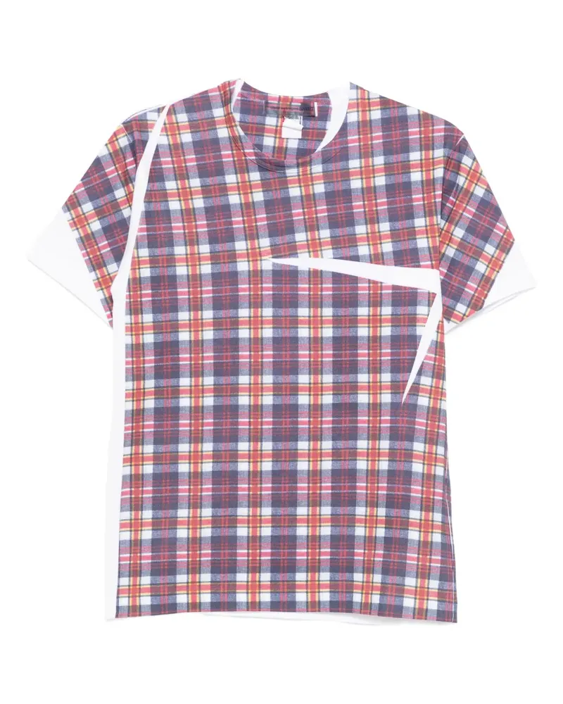 Comme des Garçons T-Shirt mit karierten Einsätzen - Weiß Weiß