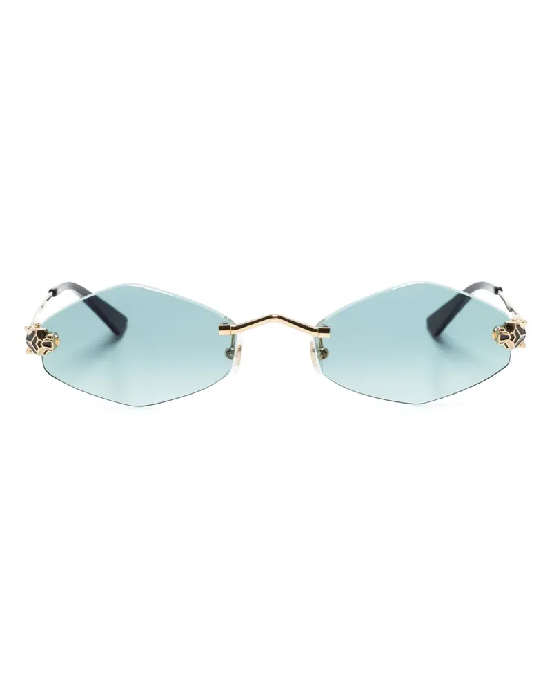 Cartier Geometrische Sonnenbrille mit Tigerkopf - Gold Gold