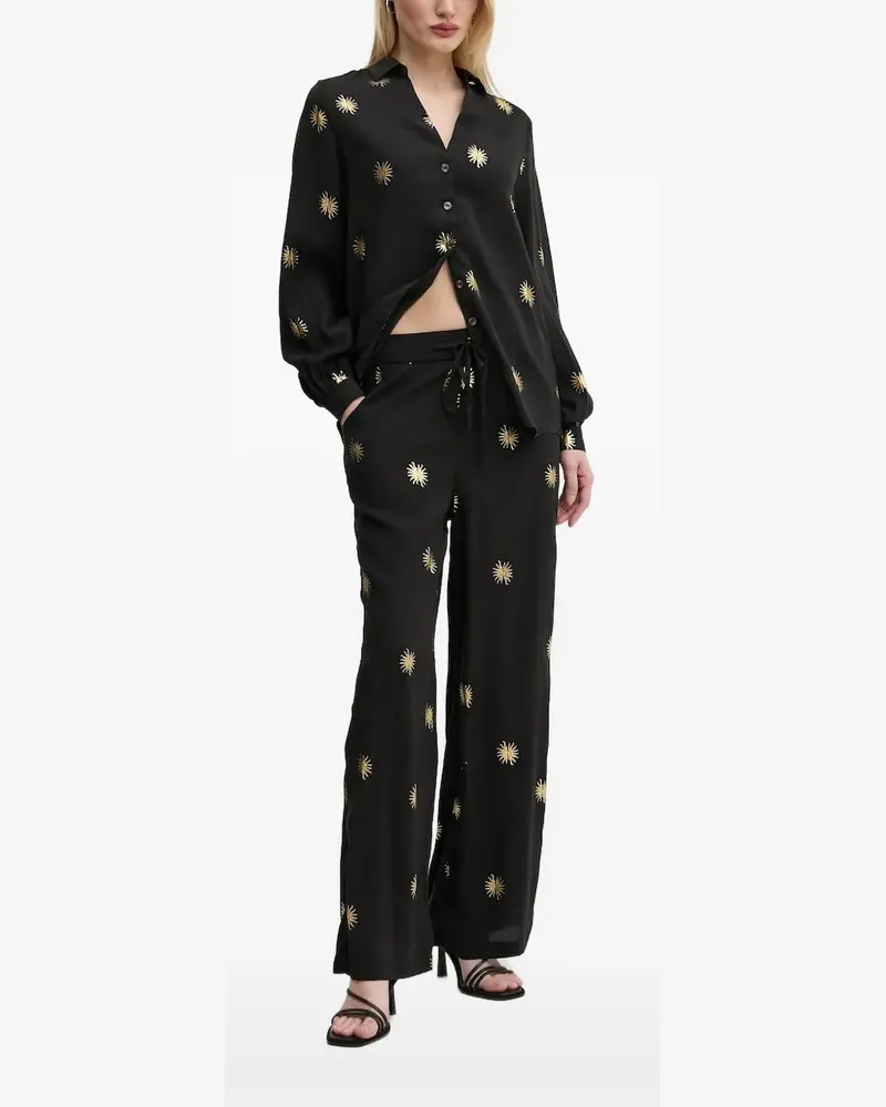 Never Fully Dressed Hemd mit Gold-Sun-Stickerei - Schwarz Schwarz