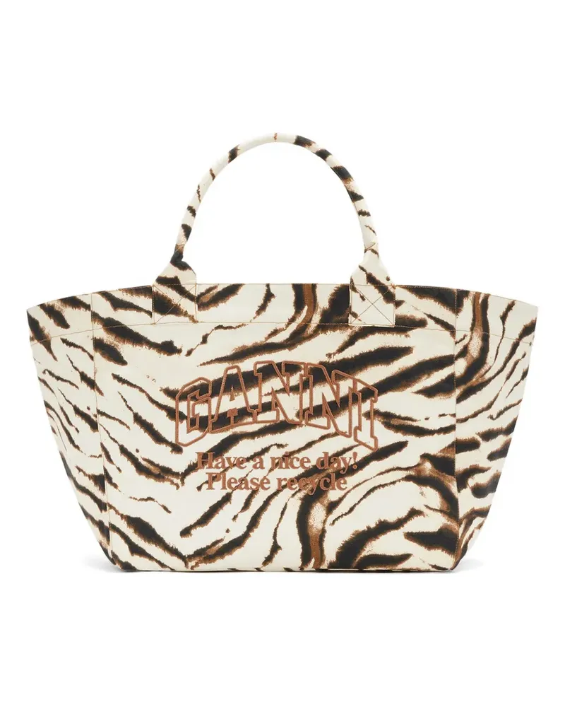 Ganni Tote Bag mit Zebra-Print - Nude Nude