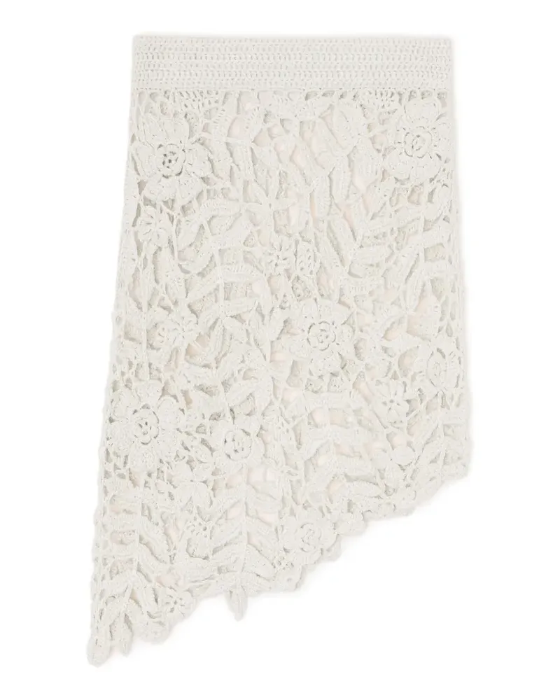 Ganni Asymmetrischer Häkelrock mit Blumen - Nude Nude