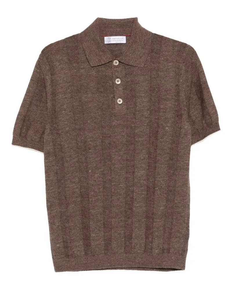 Brunello Cucinelli Geripptes Poloshirt - Braun Braun