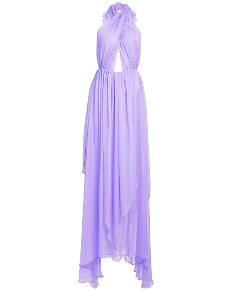 Retrofête Ina Neckholder-Kleid aus Seide Violett