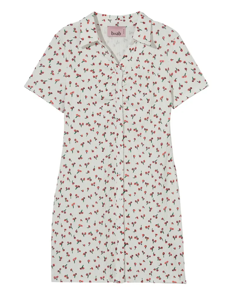 b+ab Mini-Hemdkleid mit Kirschen-Print - Weiß Weiß
