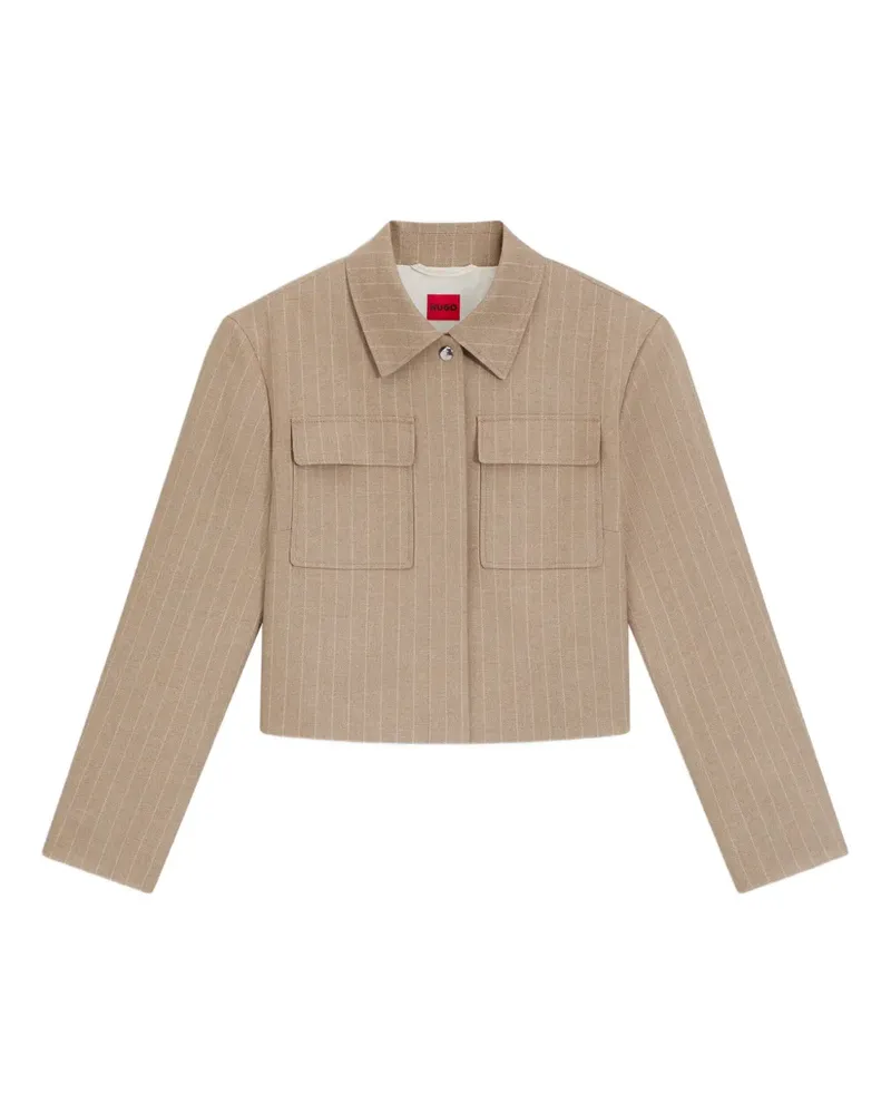 HUGO BOSS Cropped-Jacke mit Nadelstreifen - Nude Nude