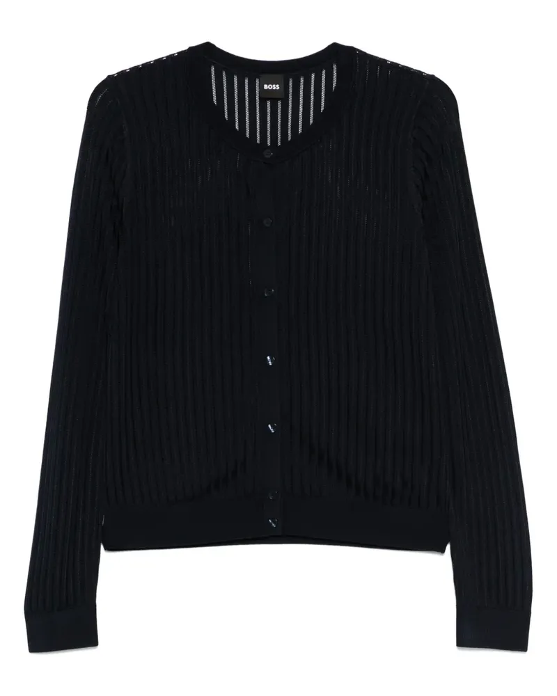 HUGO BOSS Gerippter Cardigan - Blau Blau