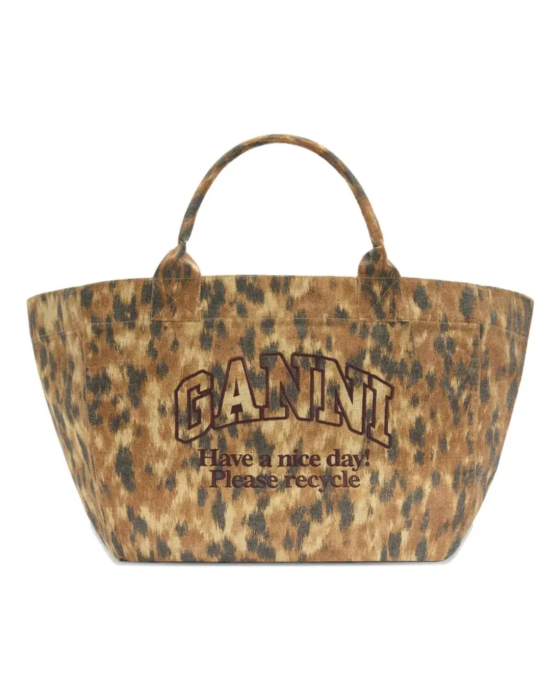 Ganni Shopper mit Leoparden-Print - Nude Nude