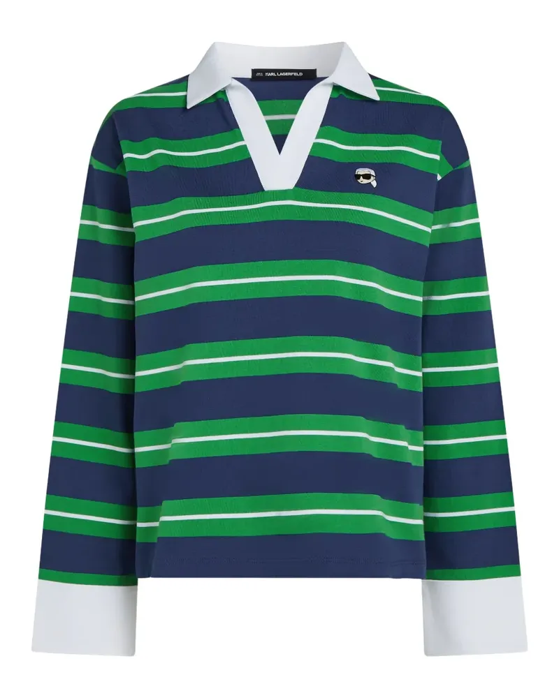 Karl Lagerfeld Ikon rugby-stripe long-sleeve top - Blau Blau