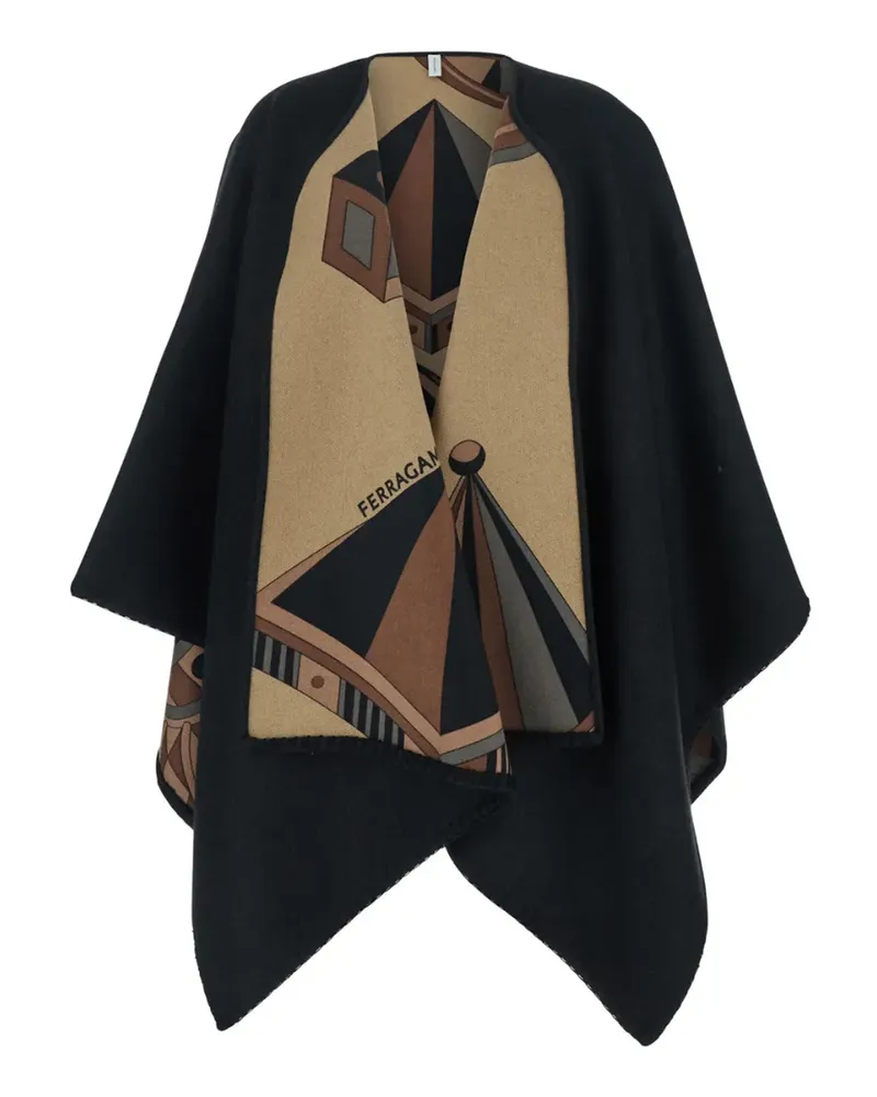 Ferragamo geometric-print cape - Schwarz Schwarz