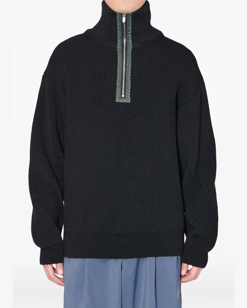 kolor Gerippter Cardigan mit Reißverschluss - Schwarz Schwarz